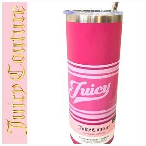Juicy Couture Home Stainless Steel Double-Walled Insulated 24oz Tumbler w/Straw